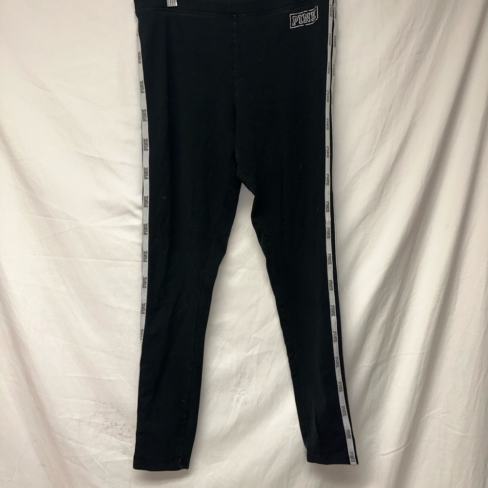 PINK Victoria's Secret Black Leggings with White Accents